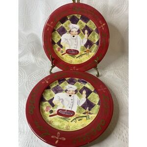 2 Certified International Jennifer Brinley Bon Appetit Salad/Decorator Plates